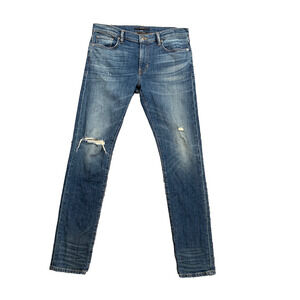 Vince Jeans Mens 33 Blue DM/03 Skinny Distressed Stretch Medium Wash Made USA